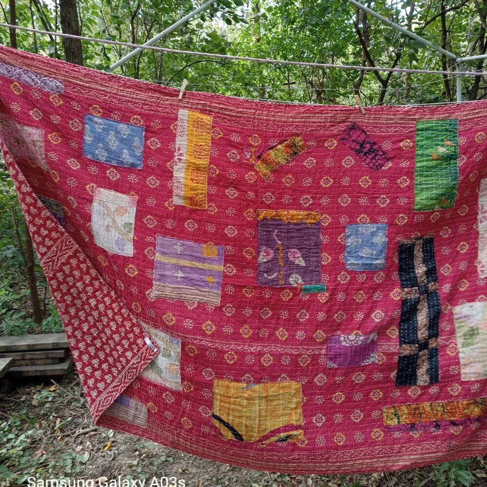 Sunflower Acres kantha quilt